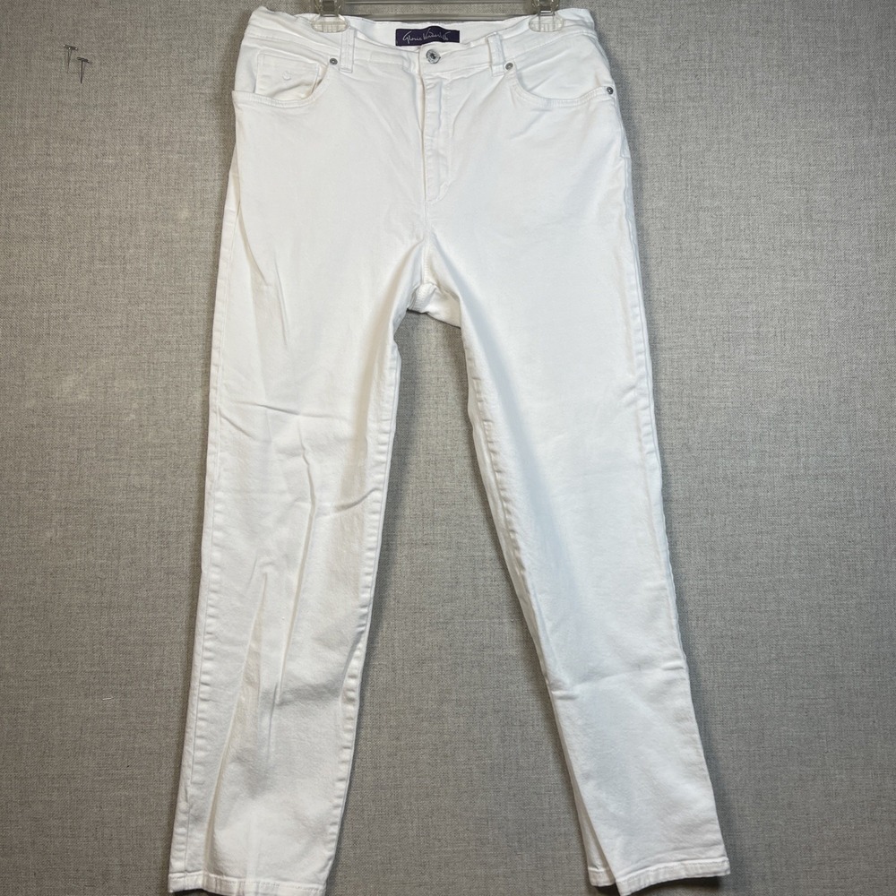 Gloria‎ Vanderbilt Amanda Classic Fit Jeans White Size 14 Mid Rise Tapered Leg